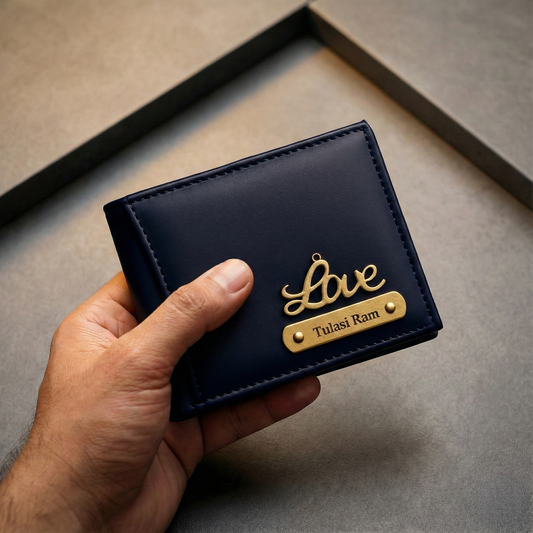 Personalised Men's Hornbul Wallet With Golden Charm, Name tag, Multiple Card Slots and Currency Compartment.
