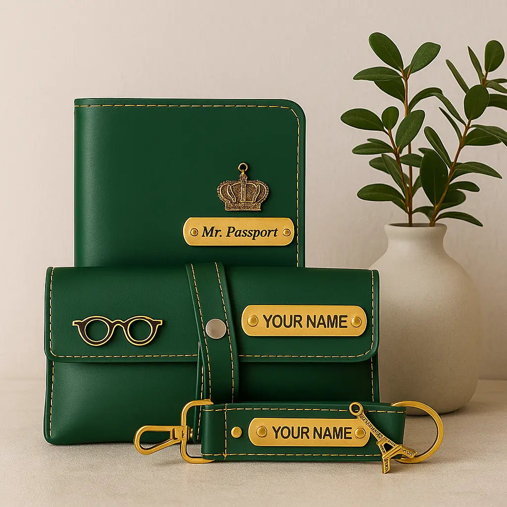 Customized 3-in-1 Gift Set for Men | Personalized Wallet, Sunglass Case & Keychain Celedhub