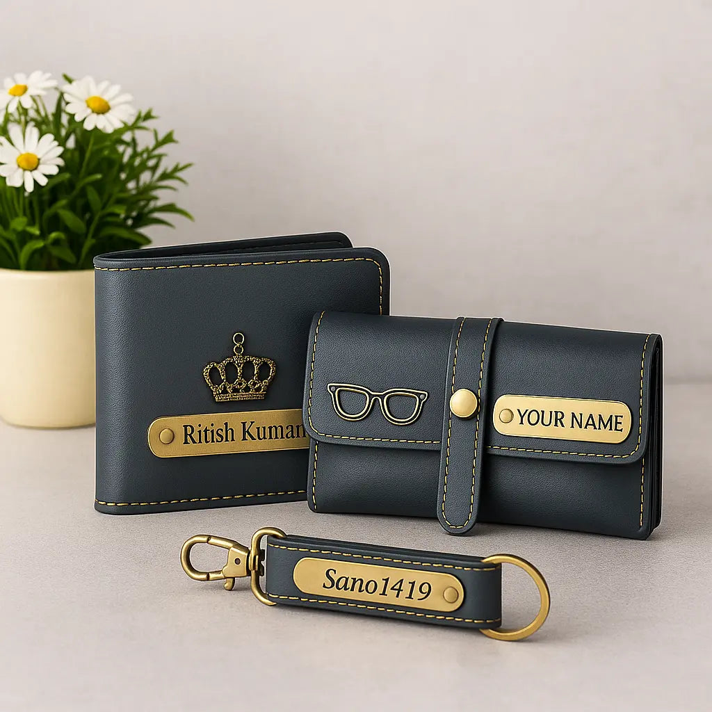 Customized 3-in-1 Gift Set for Men | Personalized Wallet, Sunglass Case & Keychain Celedhub