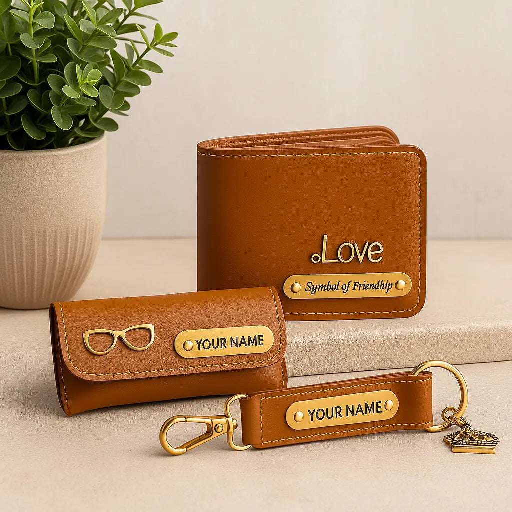 Customized 3-in-1 Gift Set for Men | Personalized Wallet, Sunglass Case & Keychain Celedhub