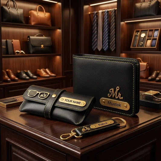 Customized 3-in-1 Gift Set for Men | Personalized Wallet, Sunglass Case & Keychain Celedhub