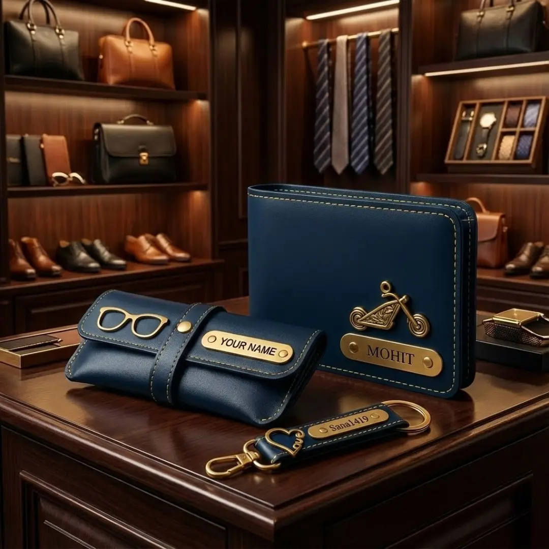 Customized 3-in-1 Gift Set for Men | Personalized Wallet, Sunglass Case & Keychain Celedhub