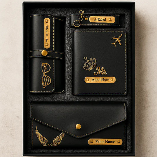 Customized 4 in One Combo Pack Of Mini Clutch, Sunglasses Cover, Keychain &amp; Passport Cover Celedhub