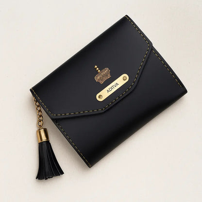 Personalized Leather Clutch | Custom Name Engraved Purse with Tassel Celedhub