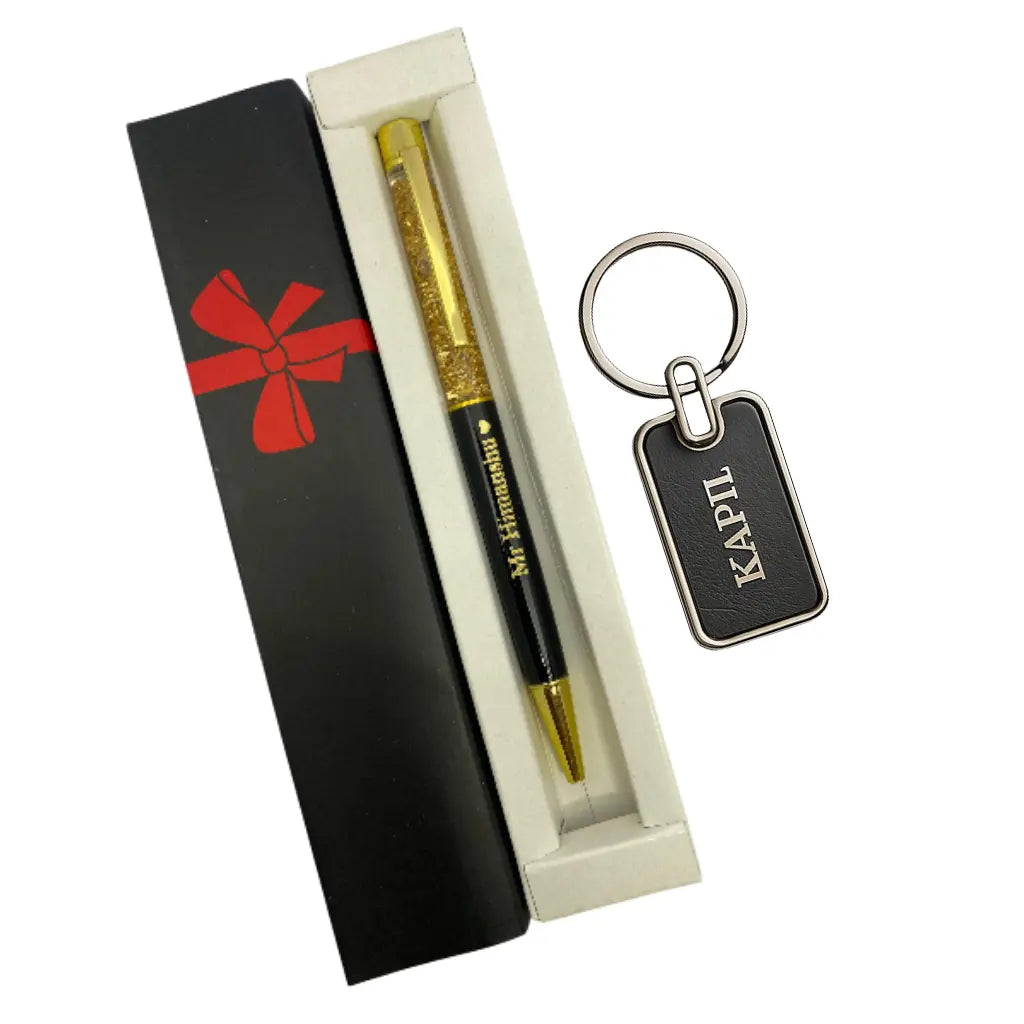 Personalised Pen & Keychain Gift Set | Custom Name Engraved Combo - Celedhub