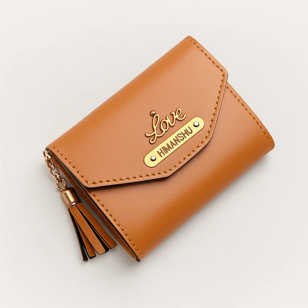 Personalized Leather Clutch | Custom Name Engraved Purse with Tassel Celedhub