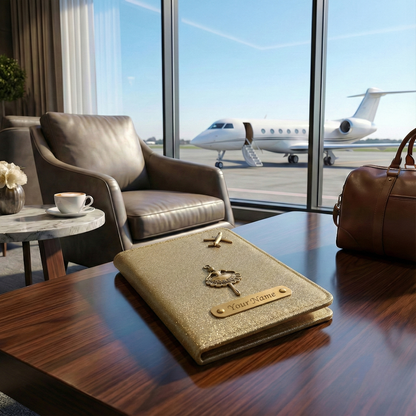 Luxury Personalized Gliter Passport Cover for Men | Custom Name Plate | Premium Leather Passport Holder | Stylish Travel Accessory Gift for Husband, Boyfriend & Brother