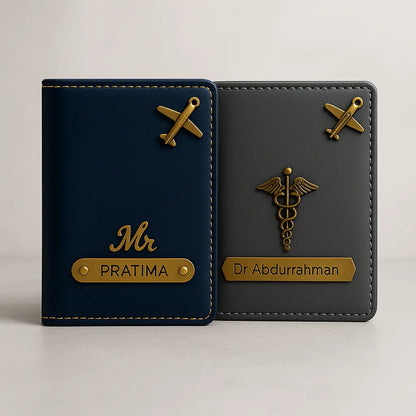 MkPremium Couple Passport Cover Combo | Engraved Passport and Document Holder with Secure Compartments Celedhub