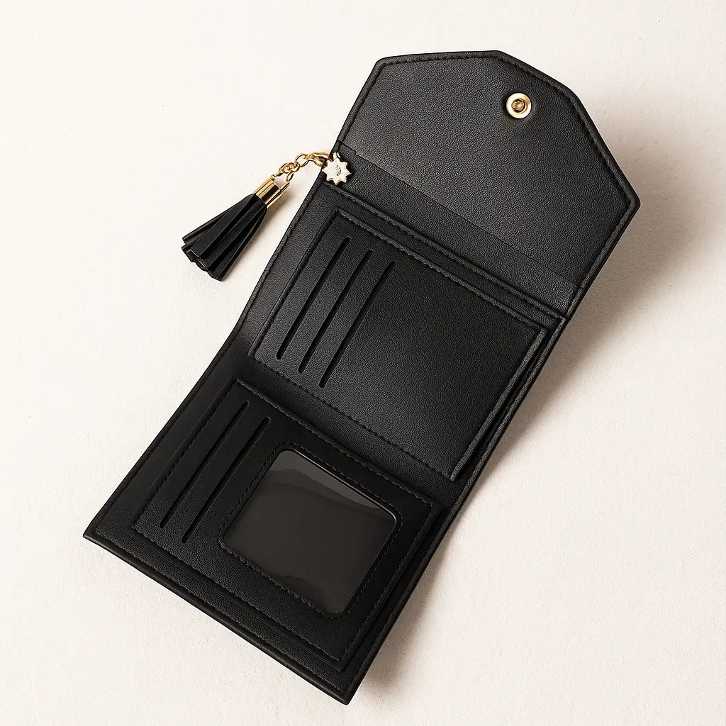 Personalized Leather Clutch | Custom Name Engraved Purse with Tassel Celedhub