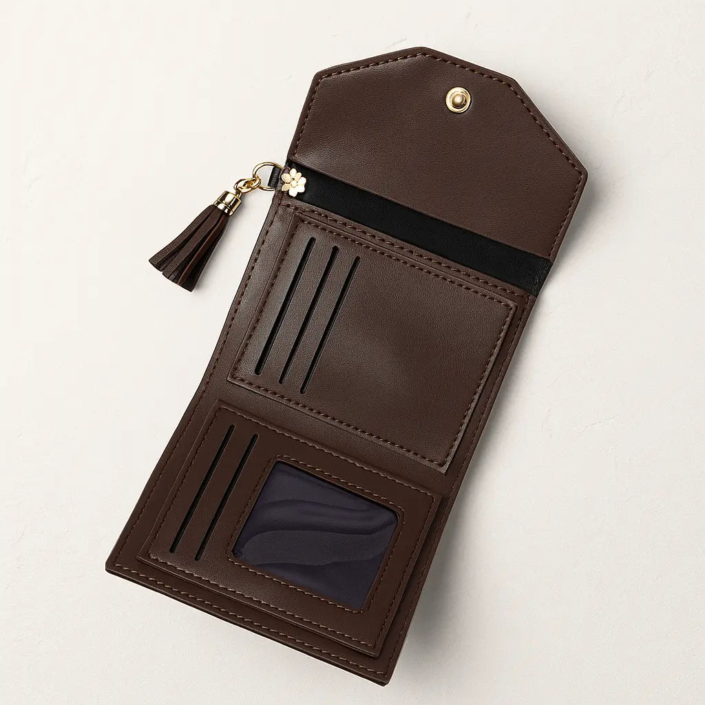 Personalized Leather Clutch | Custom Name Engraved Purse with Tassel Celedhub