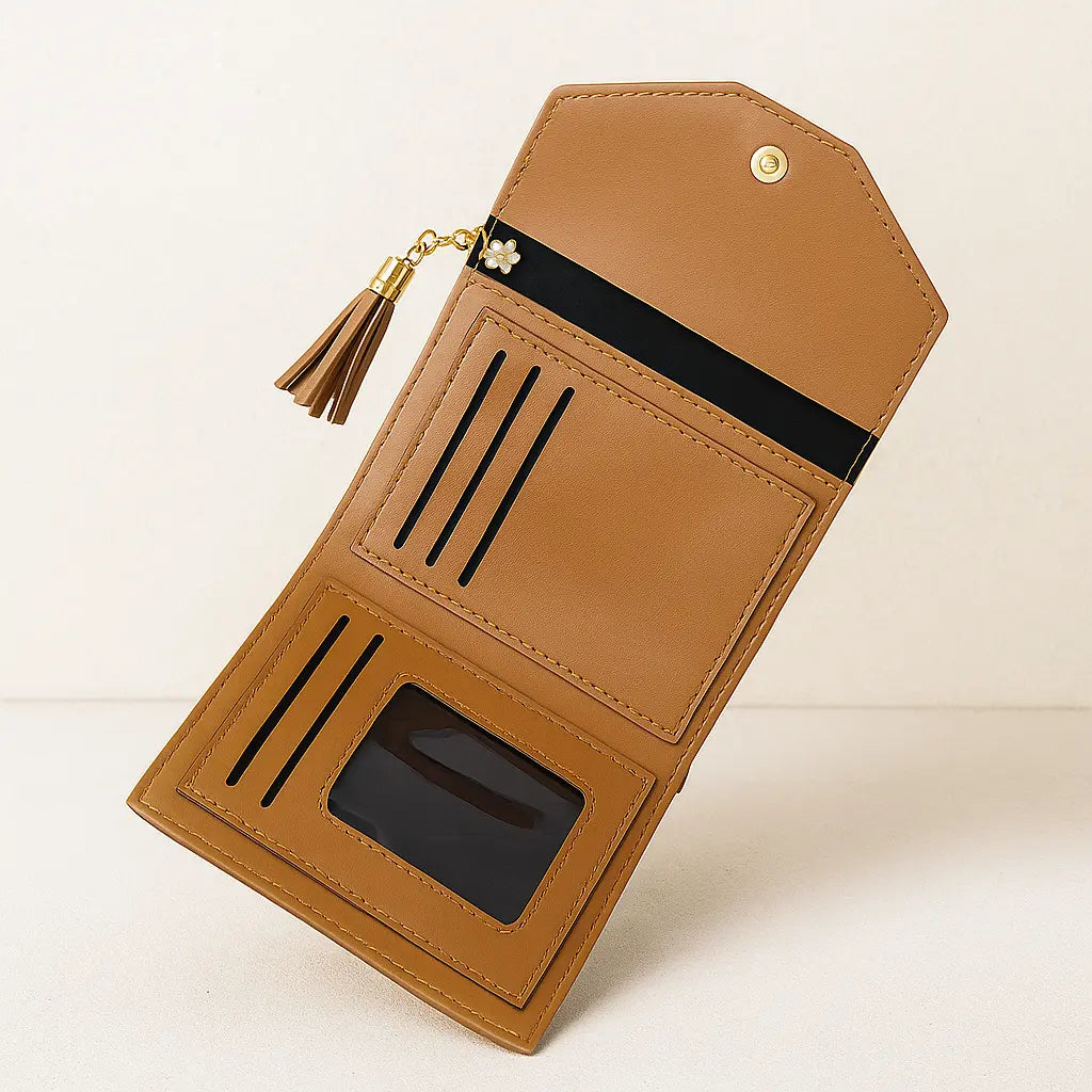 Personalized Leather Clutch | Custom Name Engraved Purse with Tassel Celedhub