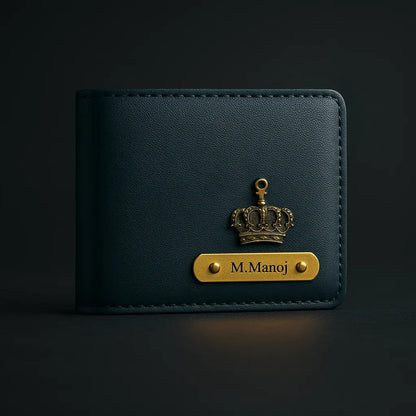 Personalized Leather Imported Wallet and Imported Keychain Set, Black and Brown, Gold Embellishments, Custom Name Engraving Celedhub