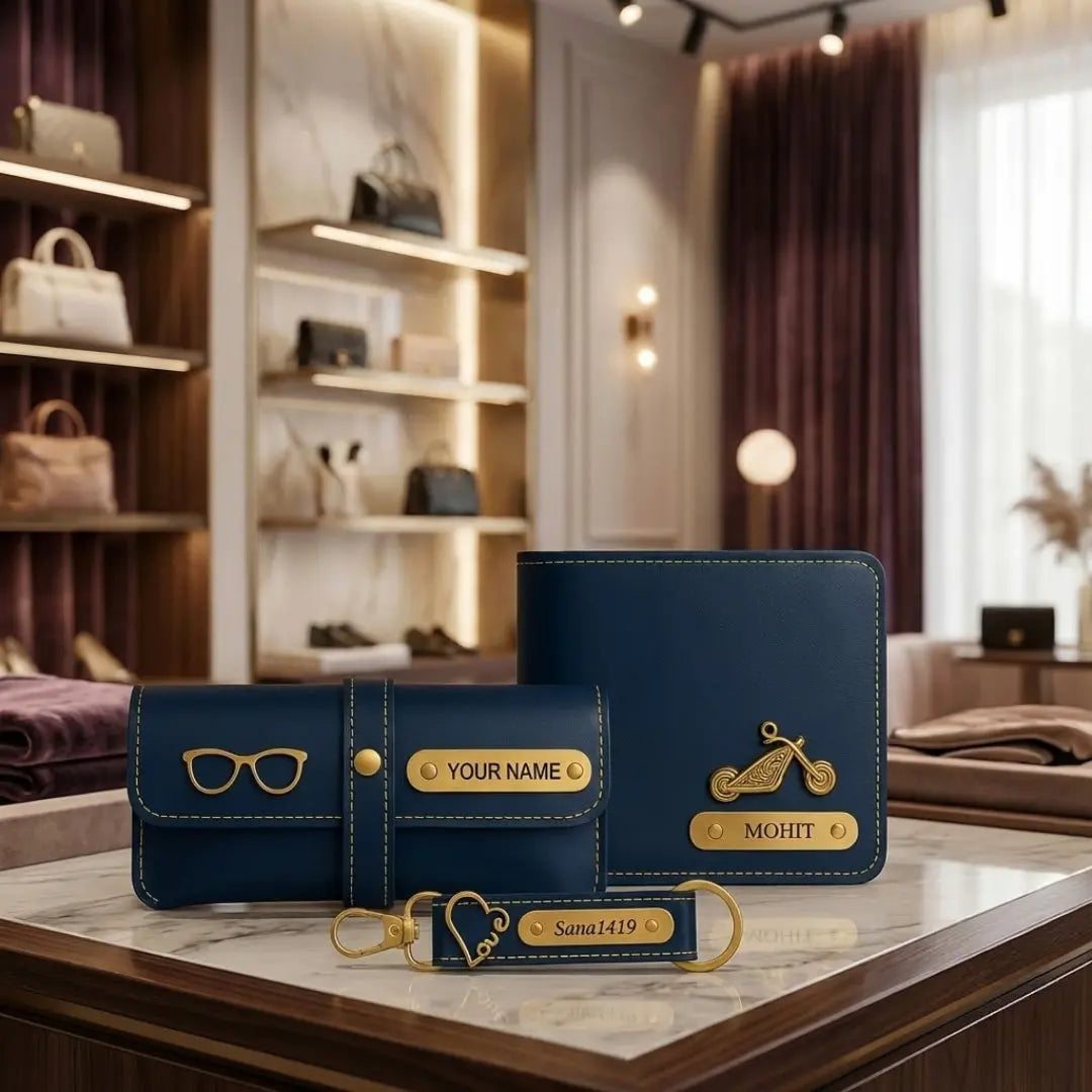 Customized 3-in-1 Gift Set for Men | Personalized Wallet, Sunglass Case & Keychain Celedhub
