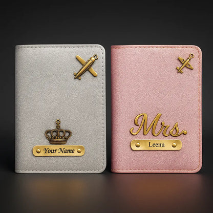 Personalised Glitered Passport Cover Combo Pack (2 set) for Men and Women Celedhub