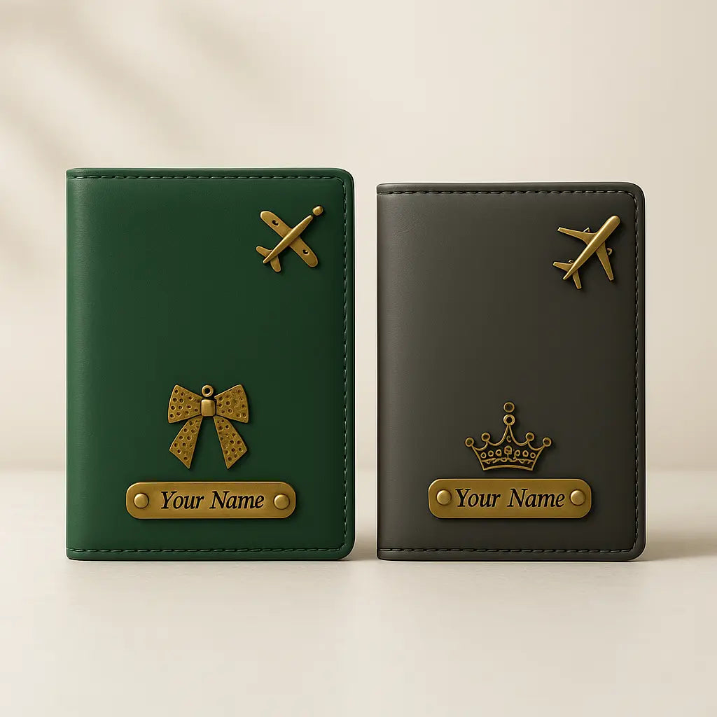 Customized Textured Passport Cover Combo | Passport Holder for Travel with Card Slots & Document Storage Celedhub