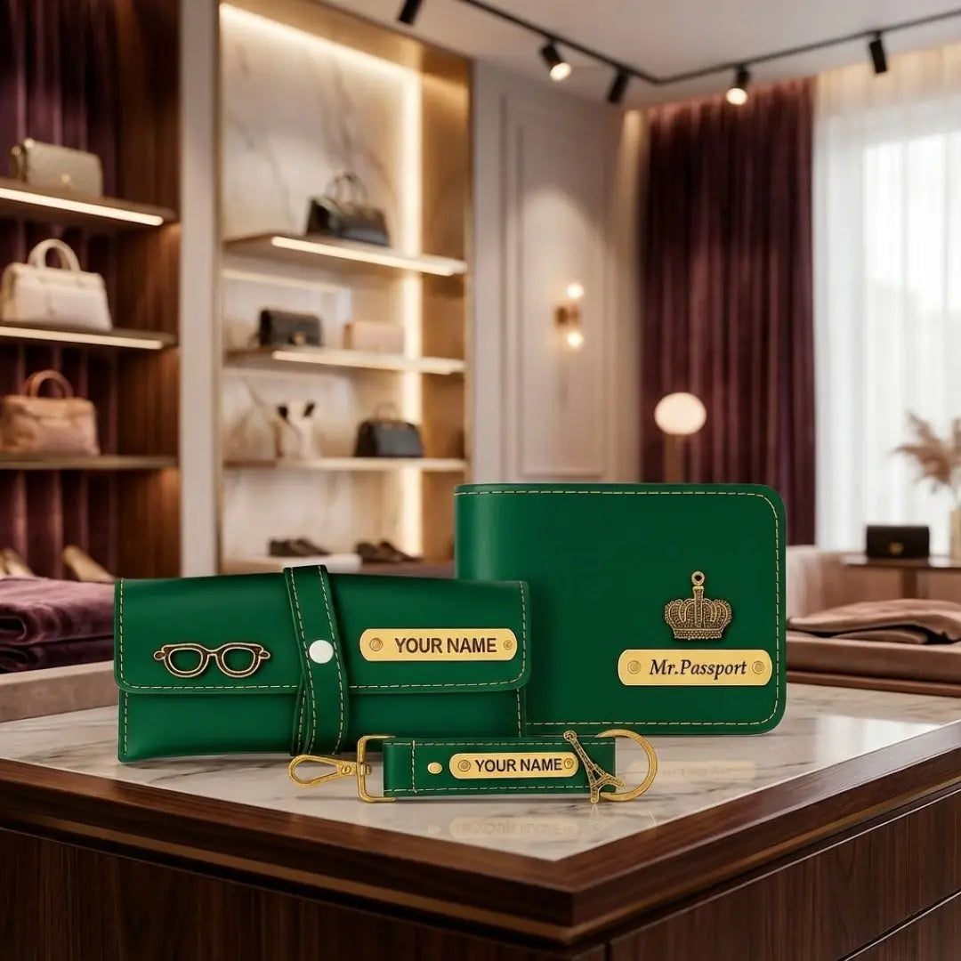 Customized 3-in-1 Gift Set for Men | Personalized Wallet, Sunglass Case & Keychain Celedhub
