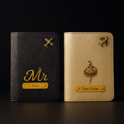Personalised Glitered Passport Cover Combo Pack (2 set) for Men and Women Celedhub