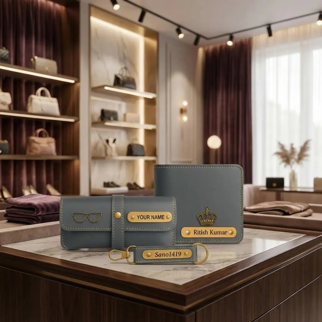 Customized 3-in-1 Gift Set for Men | Personalized Wallet, Sunglass Case & Keychain Celedhub