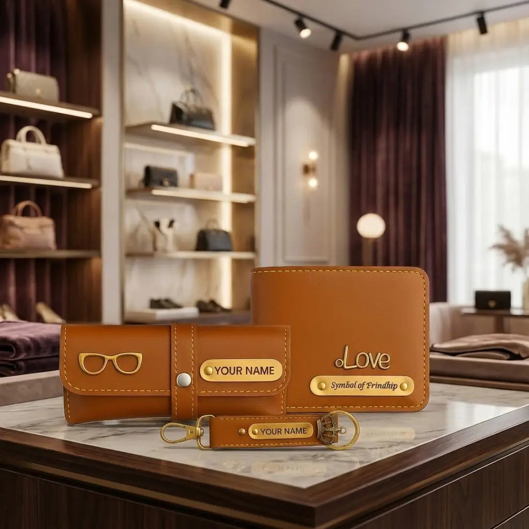 Customized 3-in-1 Gift Set for Men | Personalized Wallet, Sunglass Case & Keychain Celedhub