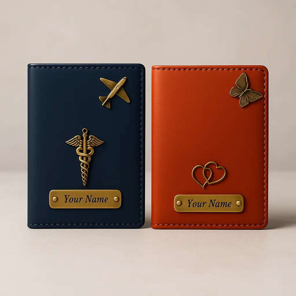 Customized Textured Passport Cover Combo | Passport Holder for Travel with Card Slots & Document Storage Celedhub
