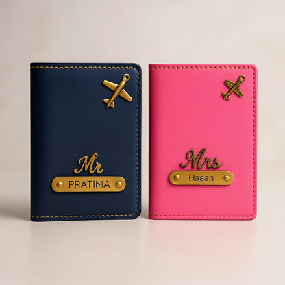 MkPremium Couple Passport Cover Combo | Engraved Passport and Document Holder with Secure Compartments Celedhub