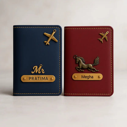 MkPremium Couple Passport Cover Combo | Engraved Passport and Document Holder with Secure Compartments Celedhub