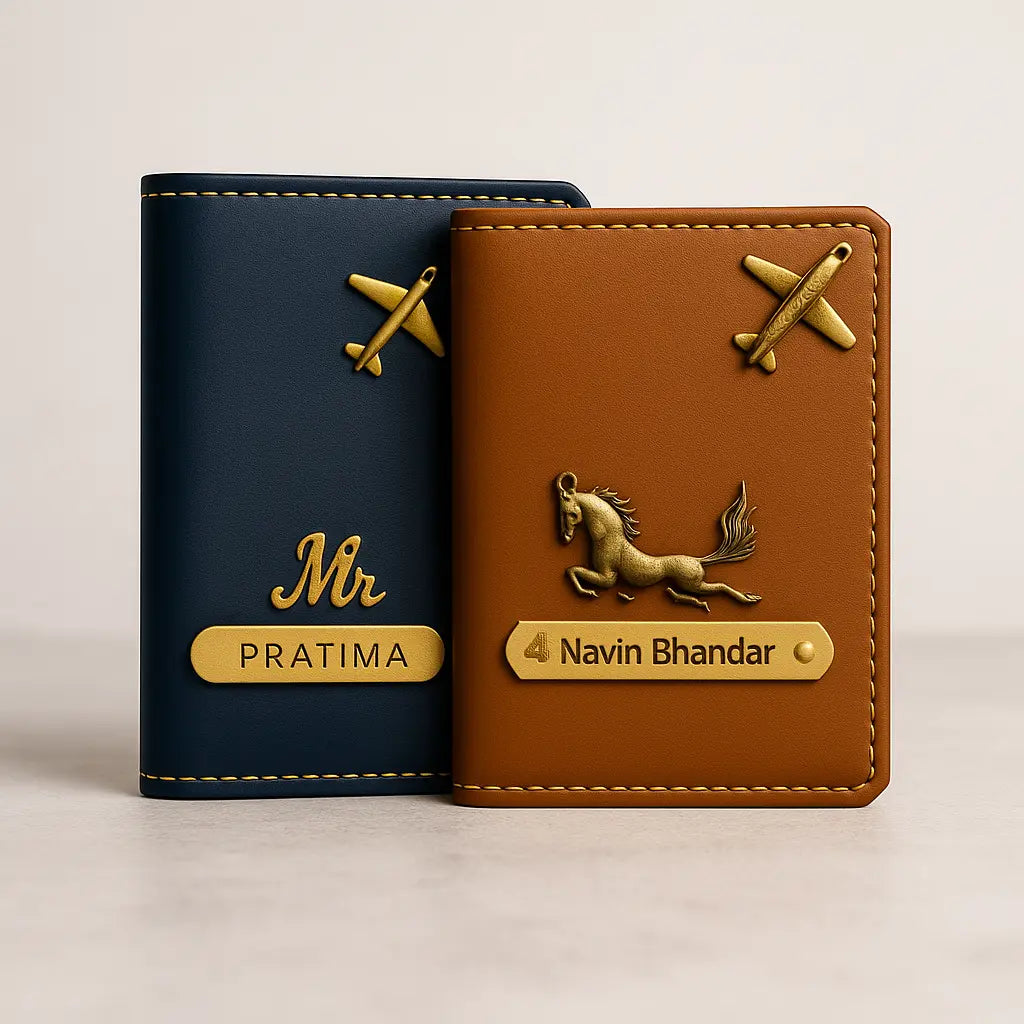MkPremium Couple Passport Cover Combo | Engraved Passport and Document Holder with Secure Compartments Celedhub