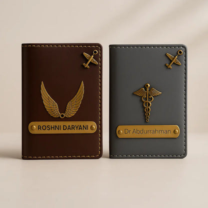 MkPremium Couple Passport Cover Combo | Engraved Passport and Document Holder with Secure Compartments Celedhub