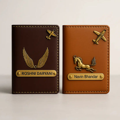 MkPremium Couple Passport Cover Combo | Engraved Passport and Document Holder with Secure Compartments Celedhub