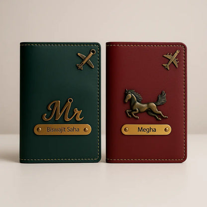 MkPremium Couple Passport Cover Combo | Engraved Passport and Document Holder with Secure Compartments Celedhub