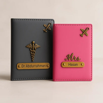 MkPremium Couple Passport Cover Combo | Engraved Passport and Document Holder with Secure Compartments Celedhub