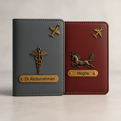 MkPremium Couple Passport Cover Combo | Engraved Passport and Document Holder with Secure Compartments Celedhub