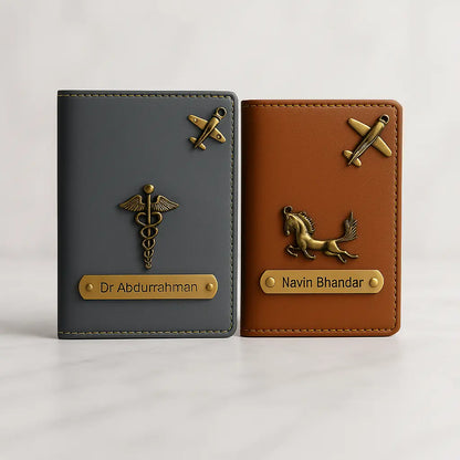 MkPremium Couple Passport Cover Combo | Engraved Passport and Document Holder with Secure Compartments Celedhub
