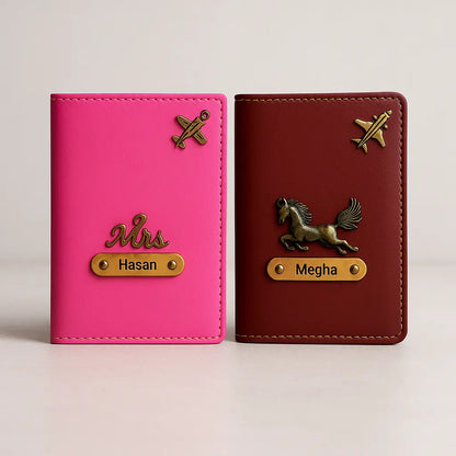 MkPremium Couple Passport Cover Combo | Engraved Passport and Document Holder with Secure Compartments Celedhub