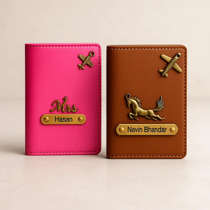 MkPremium Couple Passport Cover Combo | Engraved Passport and Document Holder with Secure Compartments Celedhub