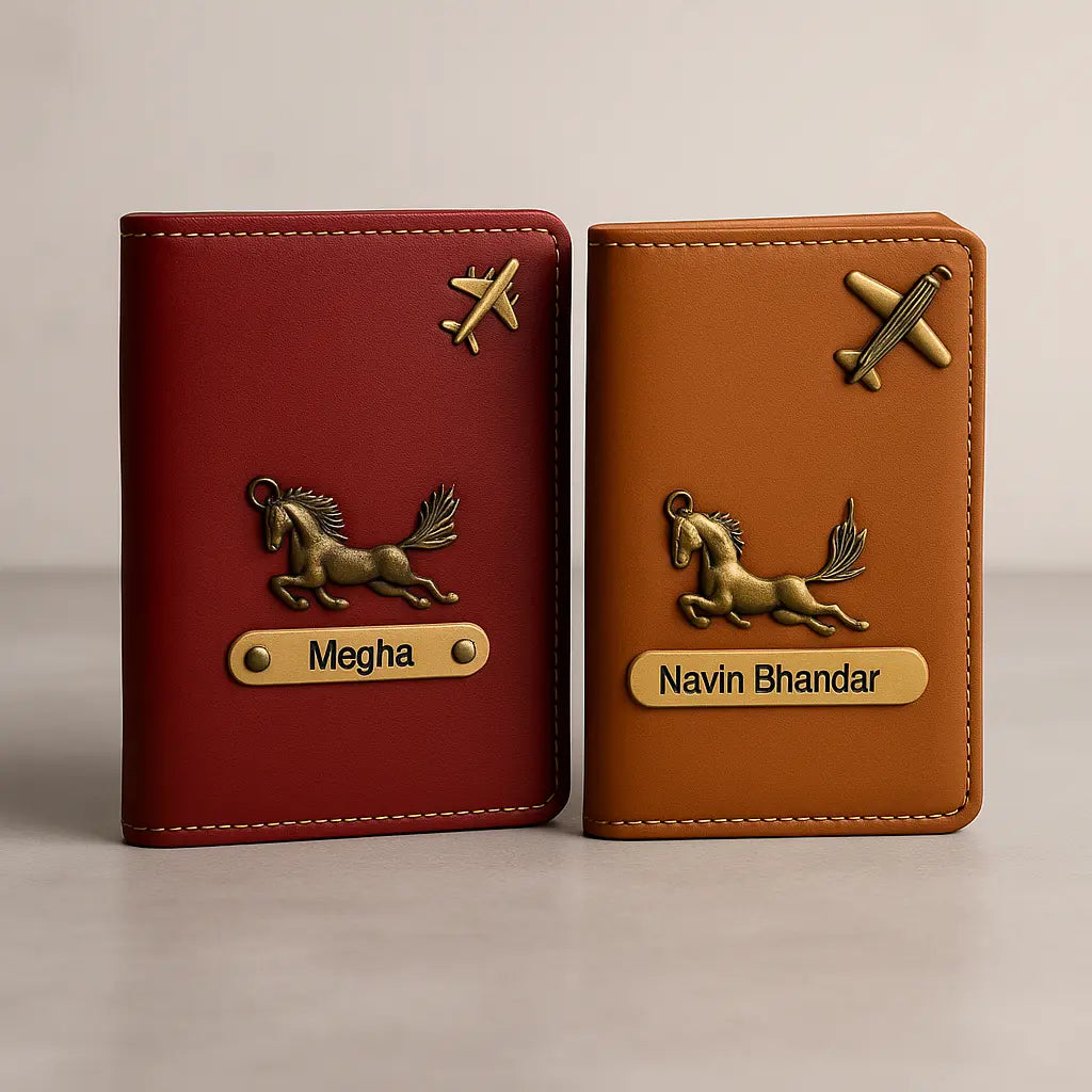 MkPremium Couple Passport Cover Combo | Engraved Passport and Document Holder with Secure Compartments Celedhub