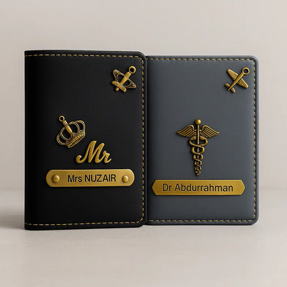 MkPremium Couple Passport Cover Combo | Engraved Passport and Document Holder with Secure Compartments Celedhub