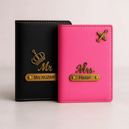 MkPremium Couple Passport Cover Combo | Engraved Passport and Document Holder with Secure Compartments Celedhub