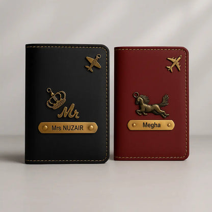 MkPremium Couple Passport Cover Combo | Engraved Passport and Document Holder with Secure Compartments Celedhub
