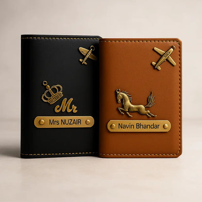 MkPremium Couple Passport Cover Combo | Engraved Passport and Document Holder with Secure Compartments Celedhub