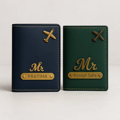 MkPremium Couple Passport Cover Combo | Engraved Passport and Document Holder with Secure Compartments Celedhub