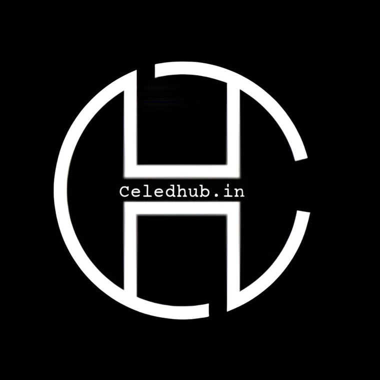 White circular logo with 'Celedhub.in' text on a black background

