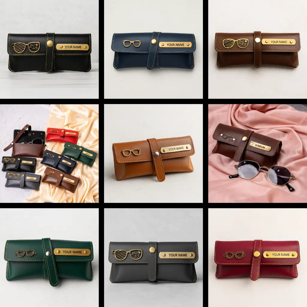 Personalized Sunglass Case | Custom Leather Eyewear Pouch with Engraved Name Celedhub