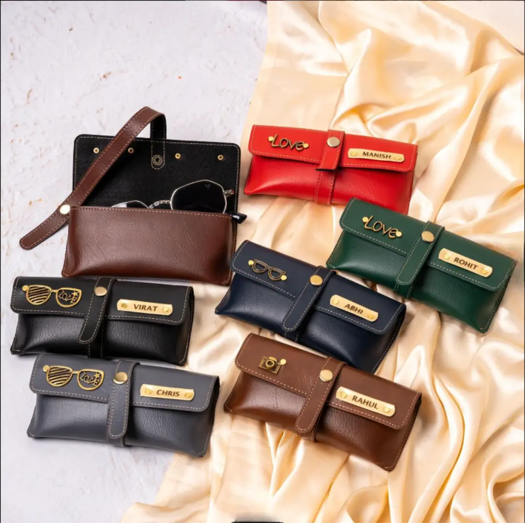 Personalized Sunglass Case | Custom Leather Eyewear Pouch with Engraved Name Celedhub
