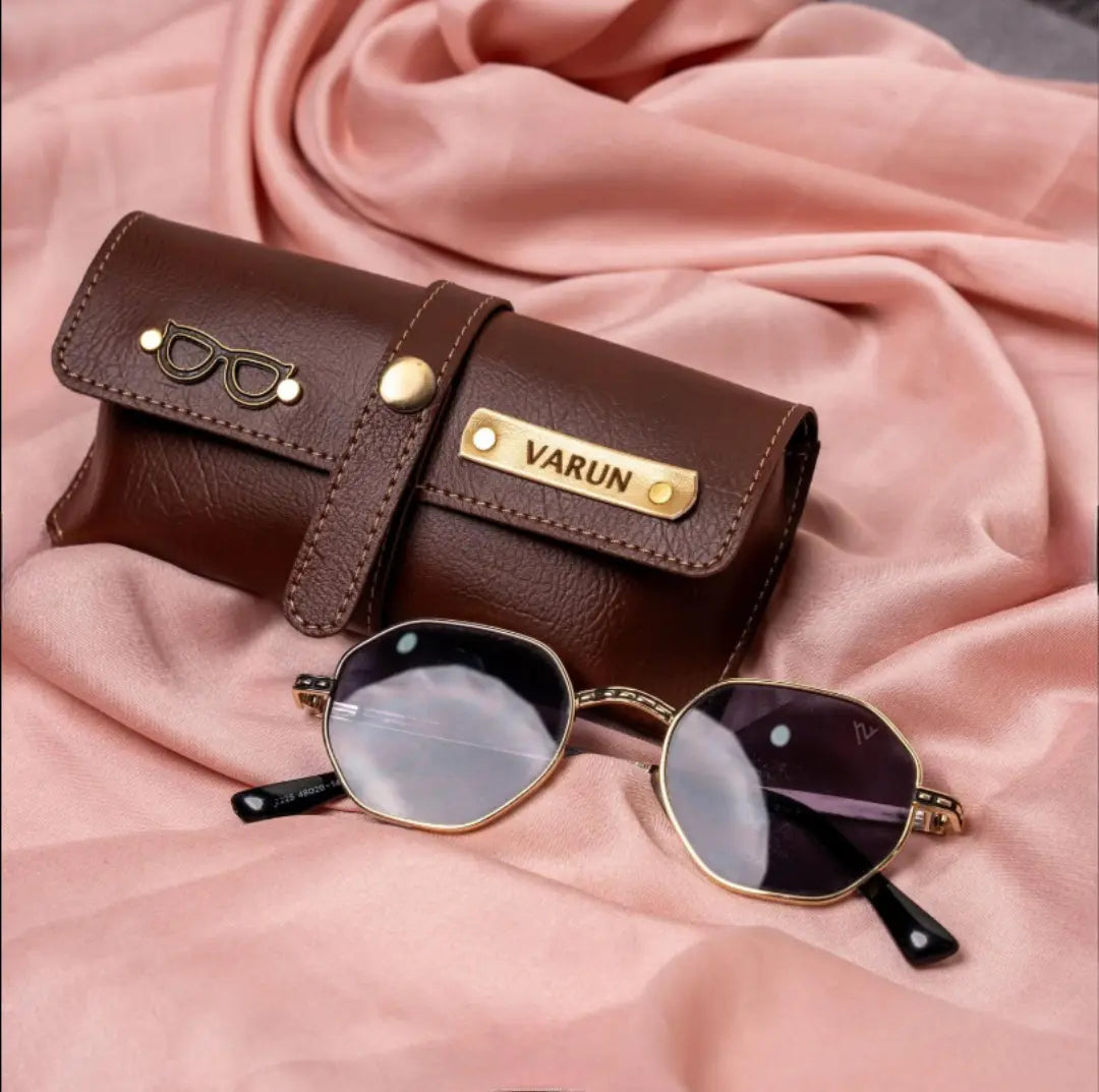 Personalized Sunglass Case | Custom Leather Eyewear Pouch with Engraved Name Celedhub
