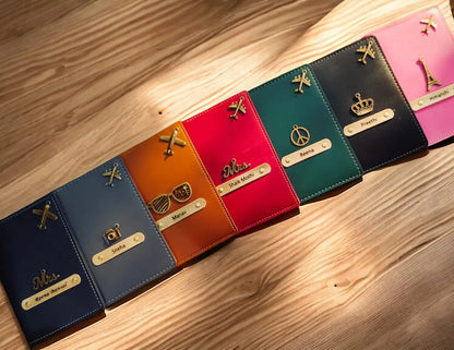 MkPremium Couple Passport Cover Combo | Engraved Passport and Document Holder with Secure Compartments Celedhub